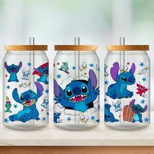 Tumbler Glass Cup Libbey Beer Can Cup Stitch